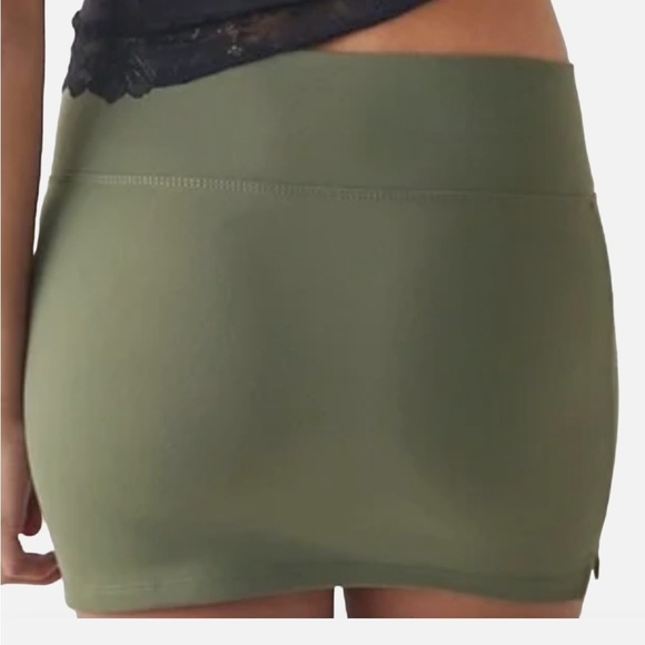 Free People Green Mini Pencil Skirt with Slit - Picture 2 of 5